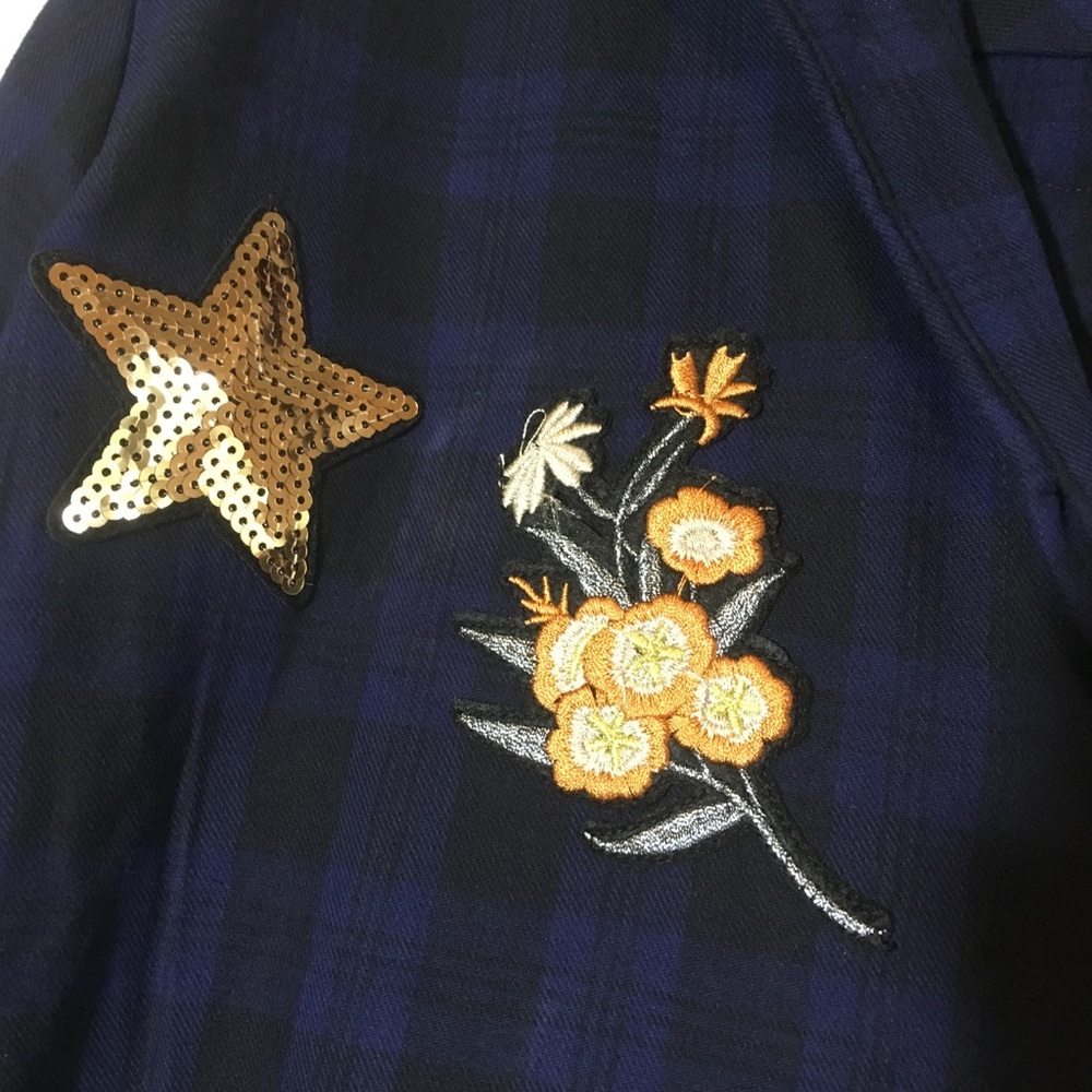 Sam Edelman Plaid Flannel Dress Military Sequin - Picture 3 of 8